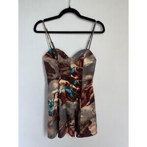 Urban Outfitters Mini Dress Women S‎ Renaissance Print Strappy Skater Style